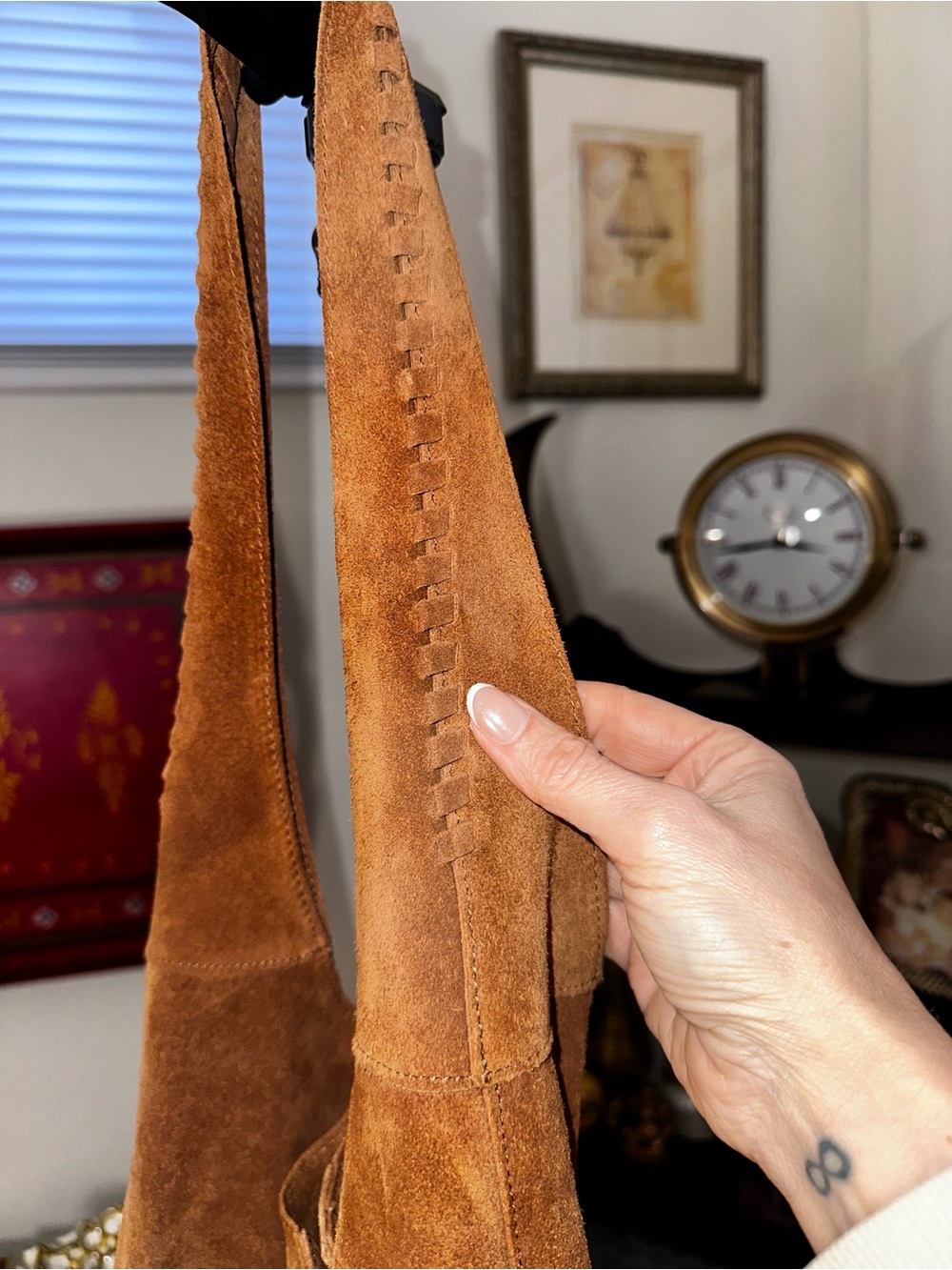 Haute Hippie Suede Messenger Bag in Caramel - Picture 4 of 7